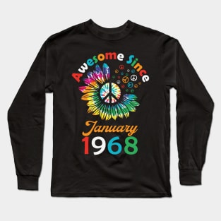 Funny Birthday Quote, Awesome Since January 1968, Retro Birthday Long Sleeve T-Shirt